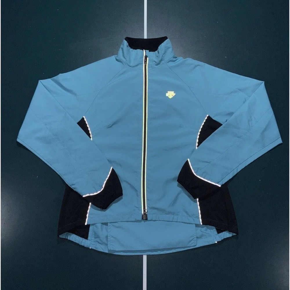 DESCENTE Axiom Cycling Jacket Women's Medium Light Blue Reflective Windbreaker